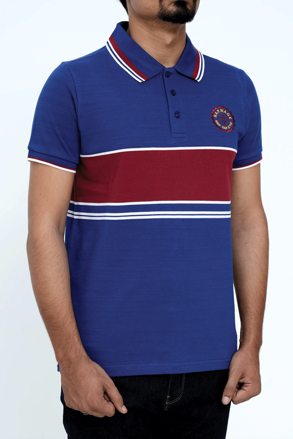 Men Dyed Yarn Polo Shirt - Sodalite Blue