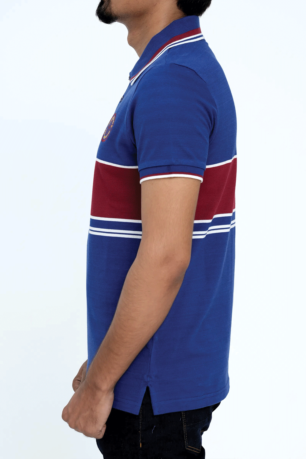 Men Dyed Yarn Polo Shirt - Sodalite Blue