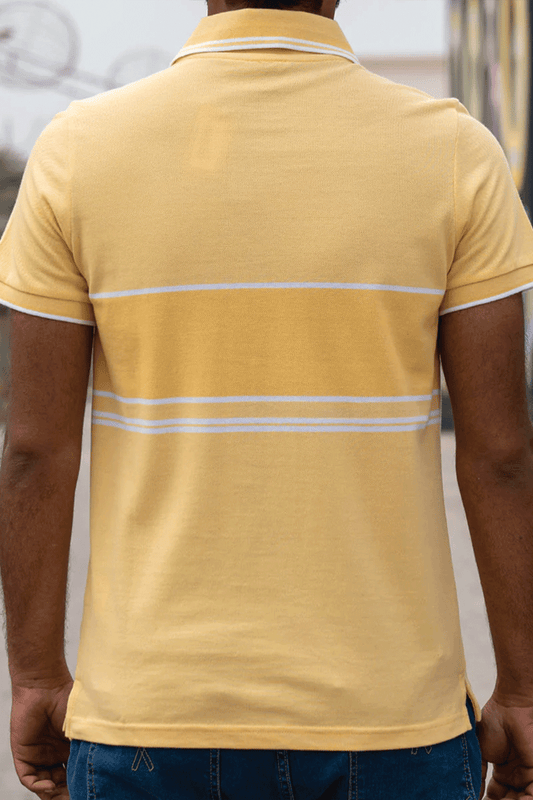 Men Dyed Yarn Polo Shirt - Sunlight