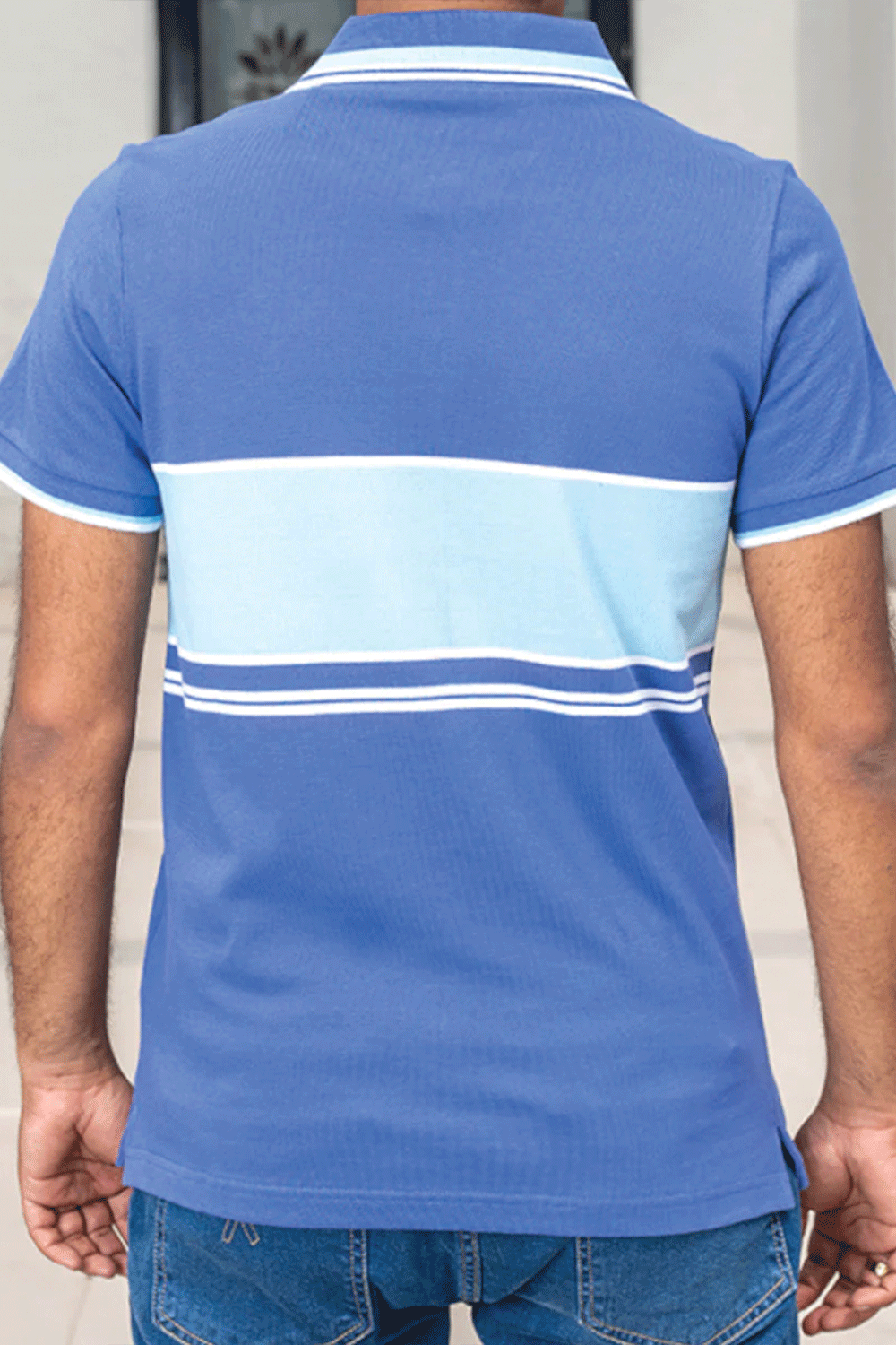 Men Dyed Yarn Polo Shirt - Very Peri