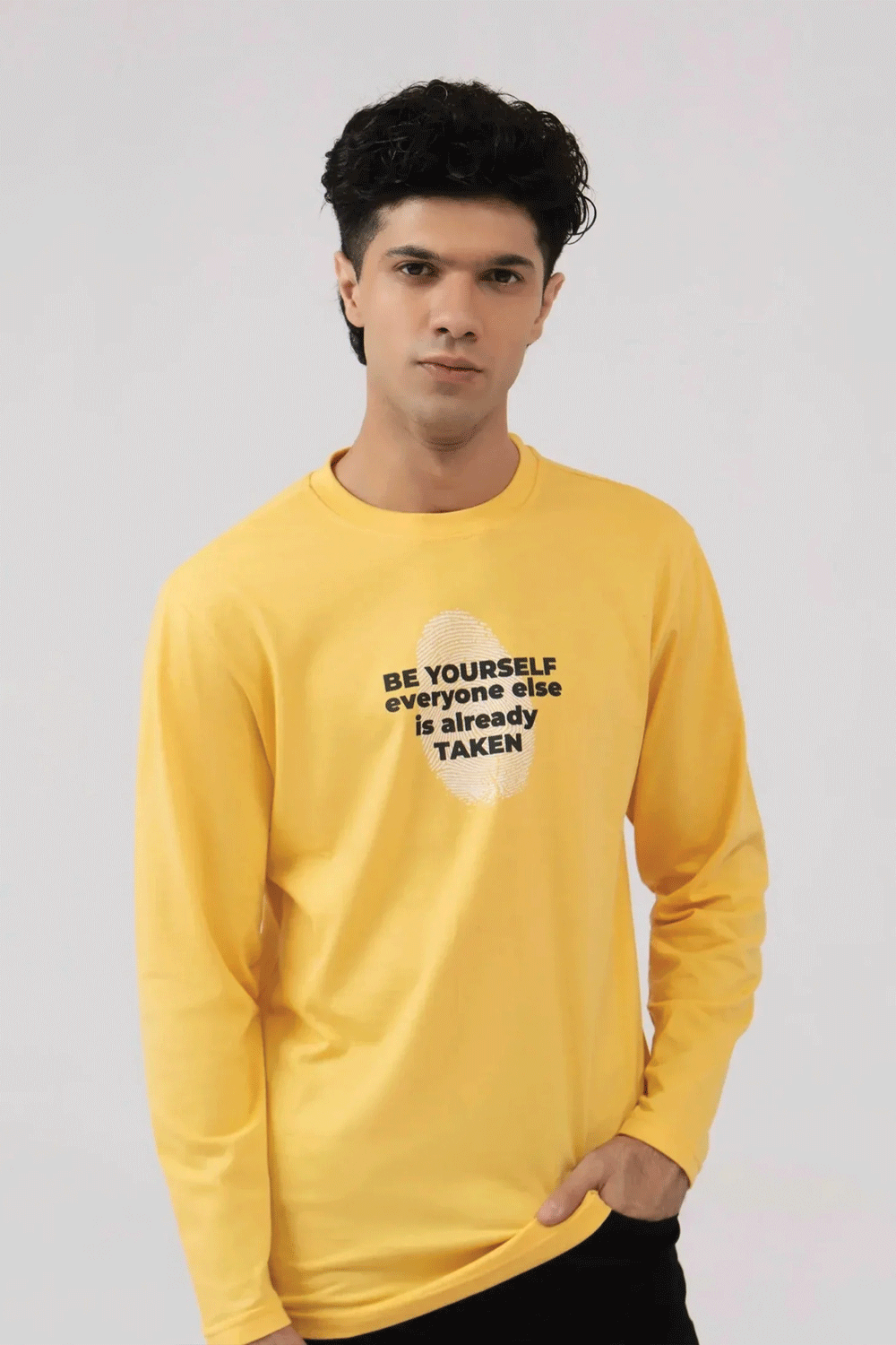 Men Full Sleeve T-Shirt - Yellow