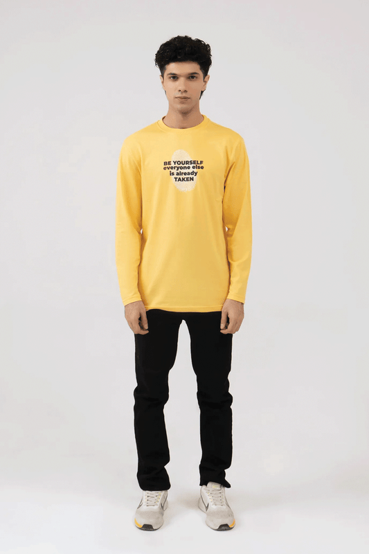 Men Full Sleeve T-Shirt - Yellow
