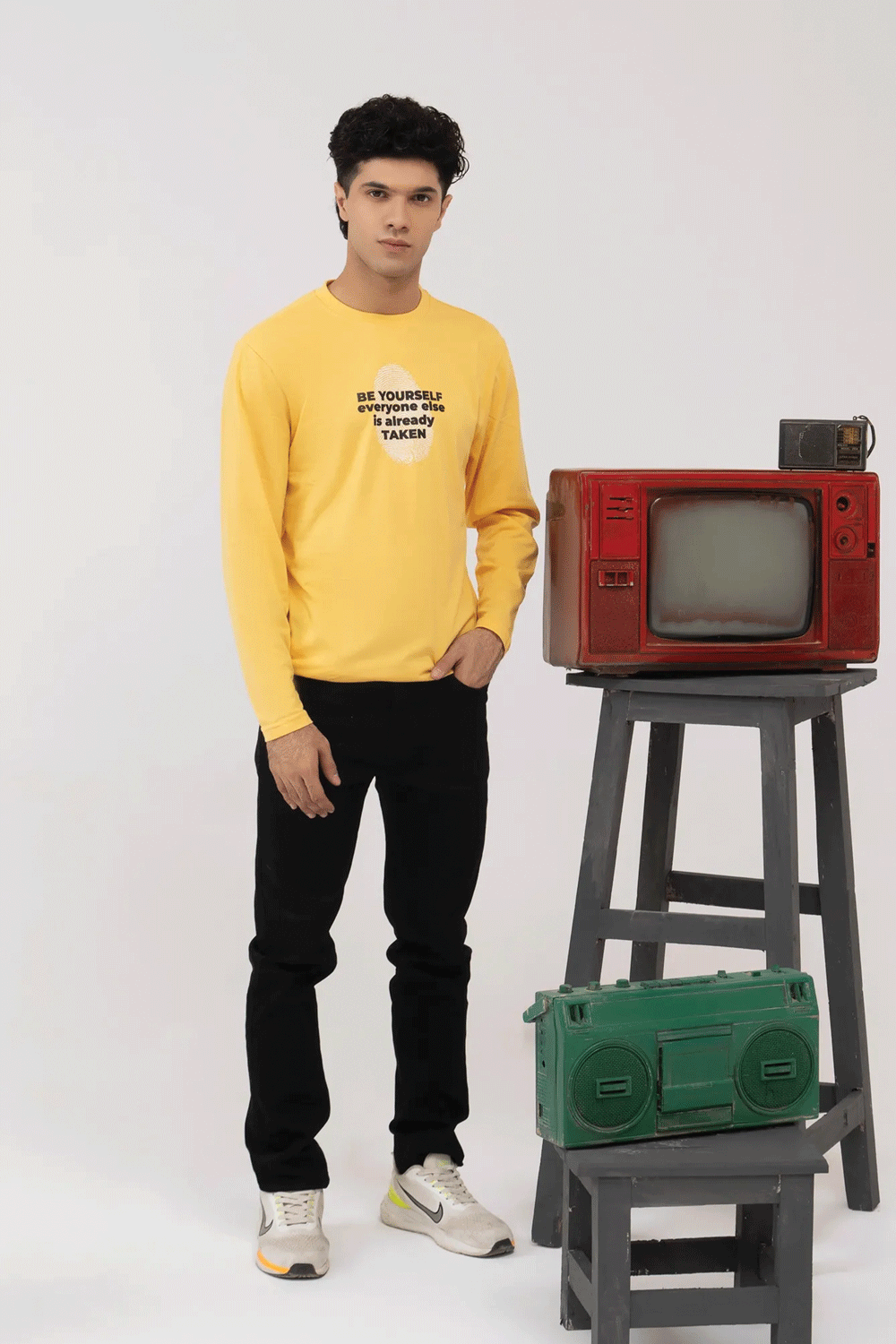 Men Full Sleeve T-Shirt - Yellow