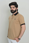 Men Graphic Collar T Shirt – Beige
