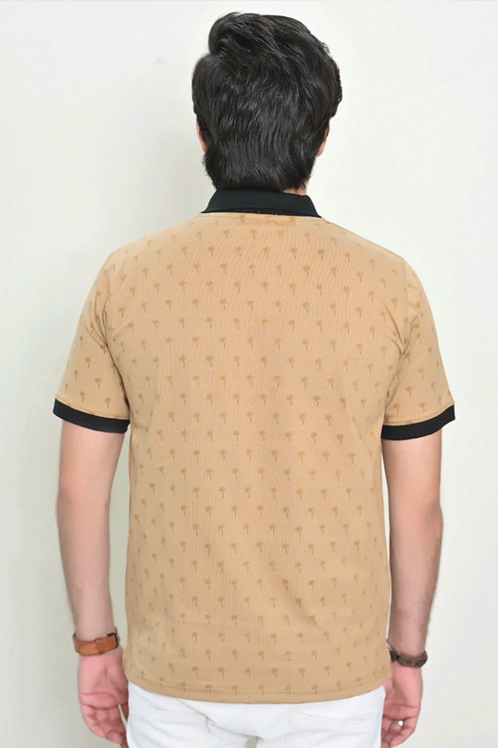 Men Graphic Collar T Shirt – Beige