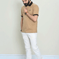 Men Graphic Collar T Shirt – Beige