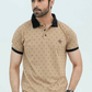 Men Graphic Polo with Contrast Trims - Beige