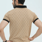 Men Graphic Polo with Contrast Trims - Beige