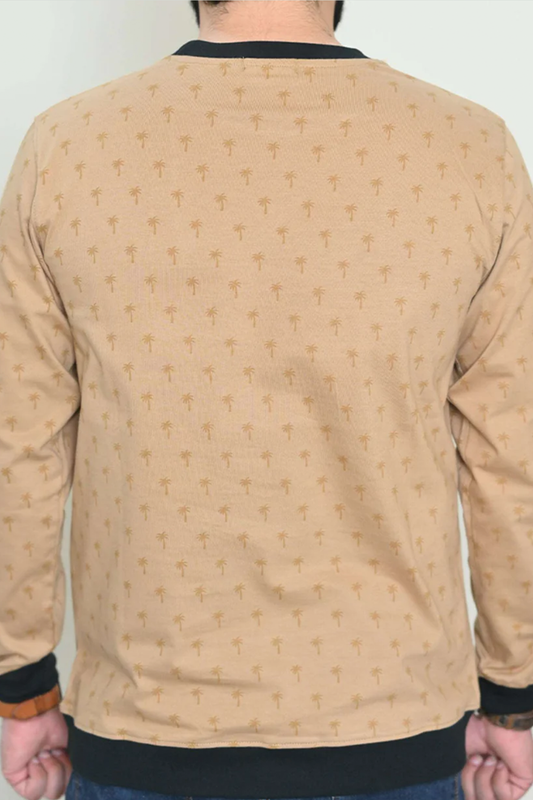 Men Palm Rotatory Design Sweatshirt – Beige
