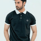 Men Polo Shirt with Contrast Trims - Jet Black