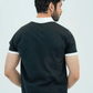 Men Polo Shirt with Contrast Trims - Jet Black