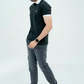 Men Polo Shirt with Contrast Trims - Jet Black