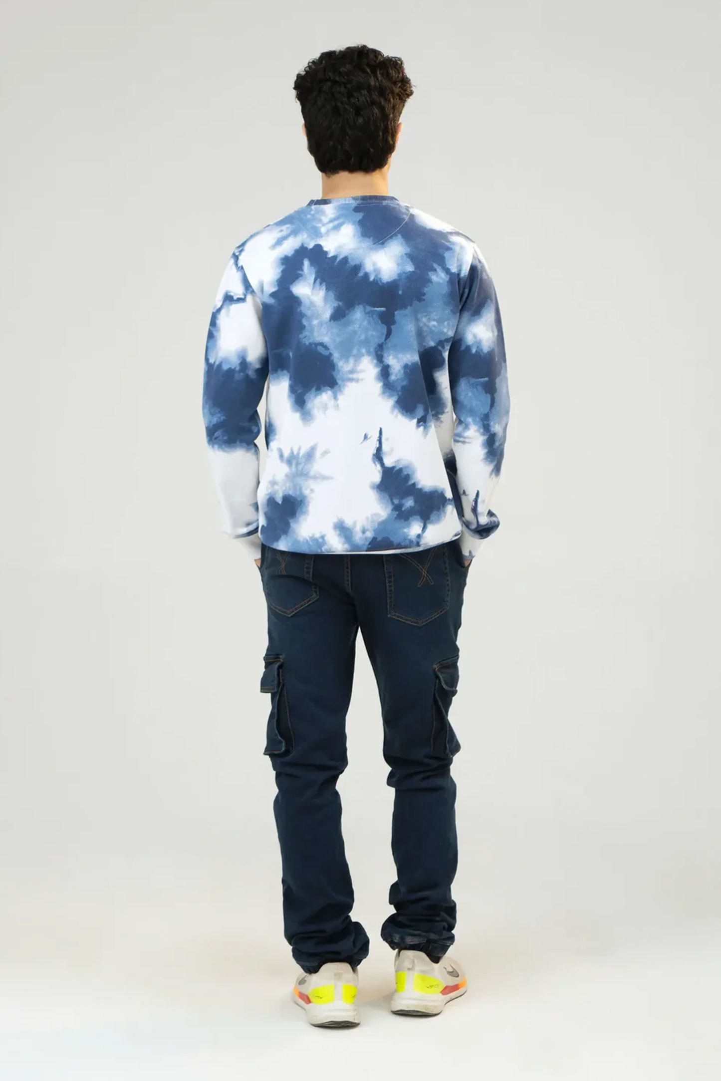 Men Regular Fit Sweatshirt - Blue Tie Dye Camouflage