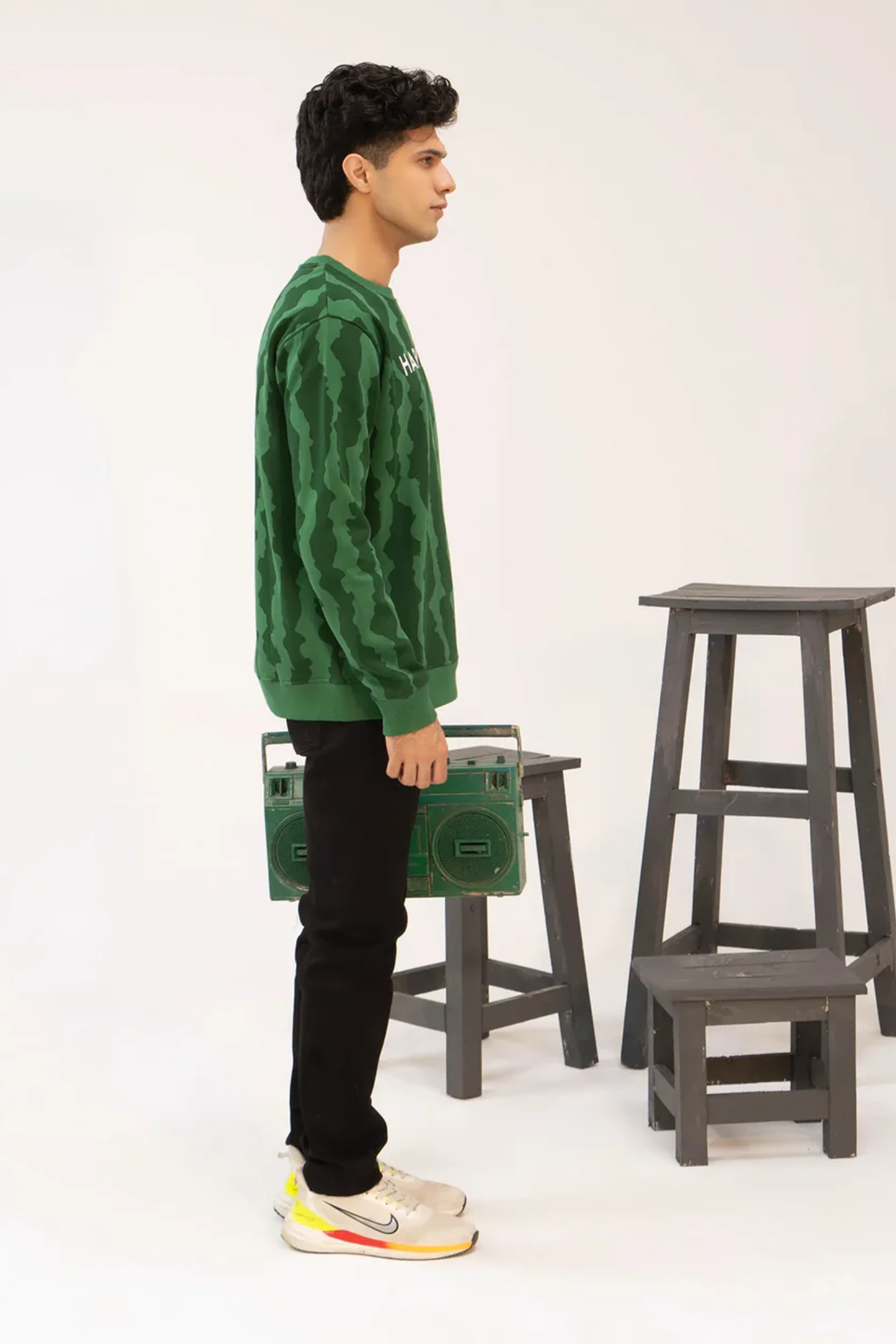 Men Regular Fit Sweatshirt - Green Camouflage