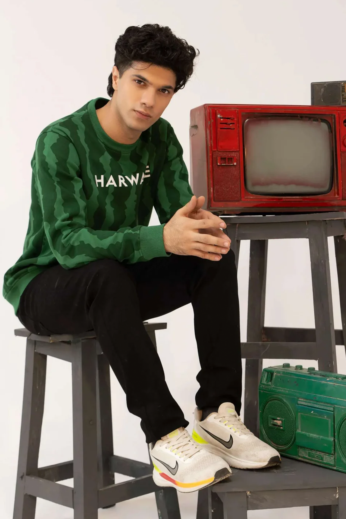 Men Regular Fit Sweatshirt - Green Camouflage