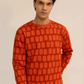 Men Regular Fit Sweatshirt - Red Geometric