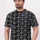 Men Rotatory Printed T Shirt - Black