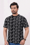 Men Rotatory Printed T Shirt - Black
