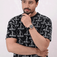 Men Rotatory Printed T Shirt - Black
