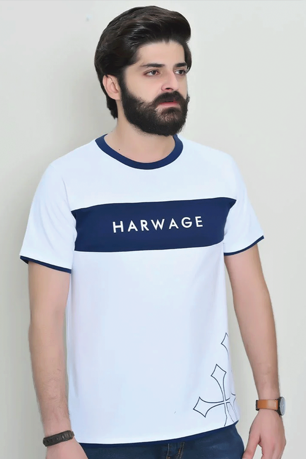 Men Round Neck T Shirt - White