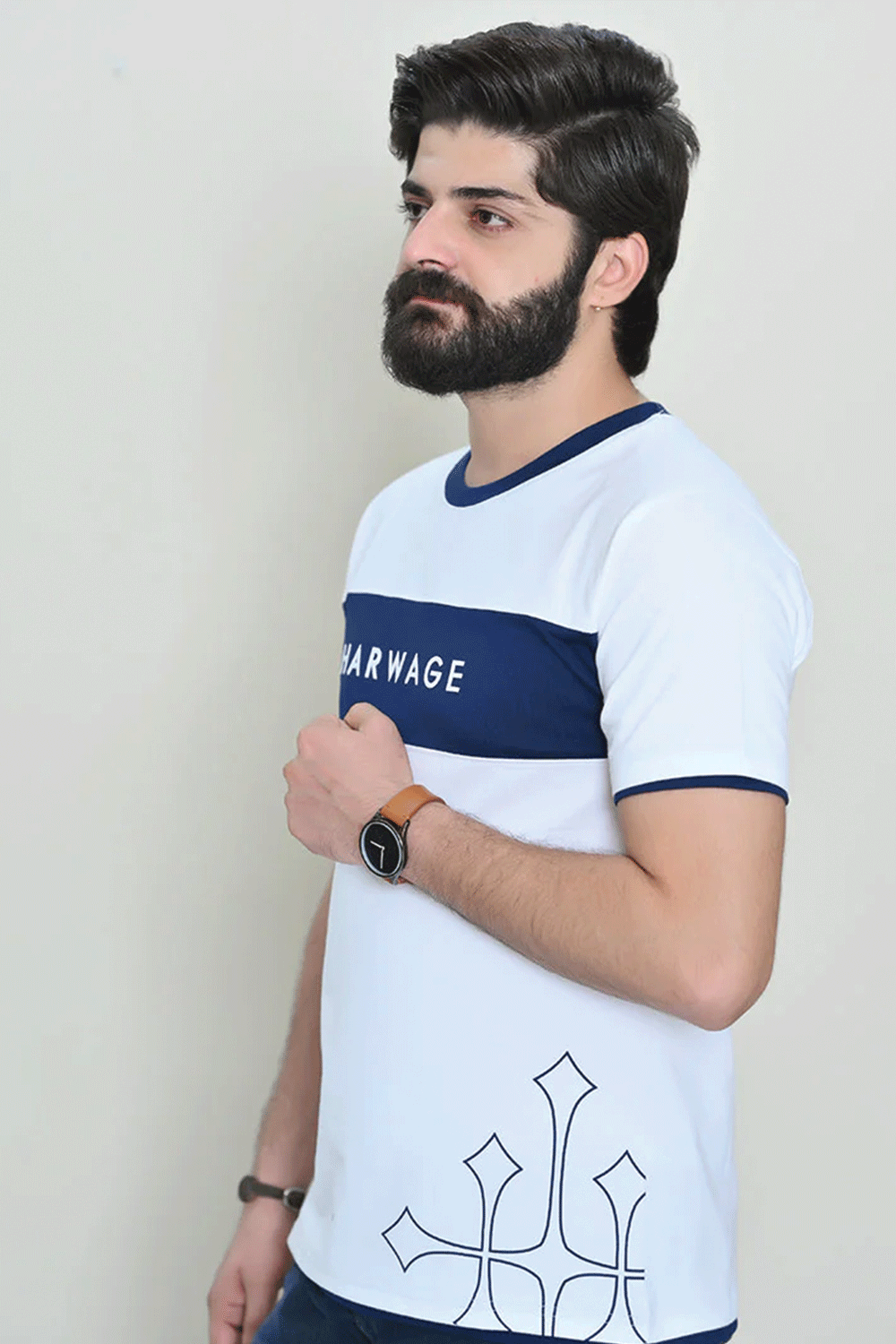 Men Round Neck T Shirt - White