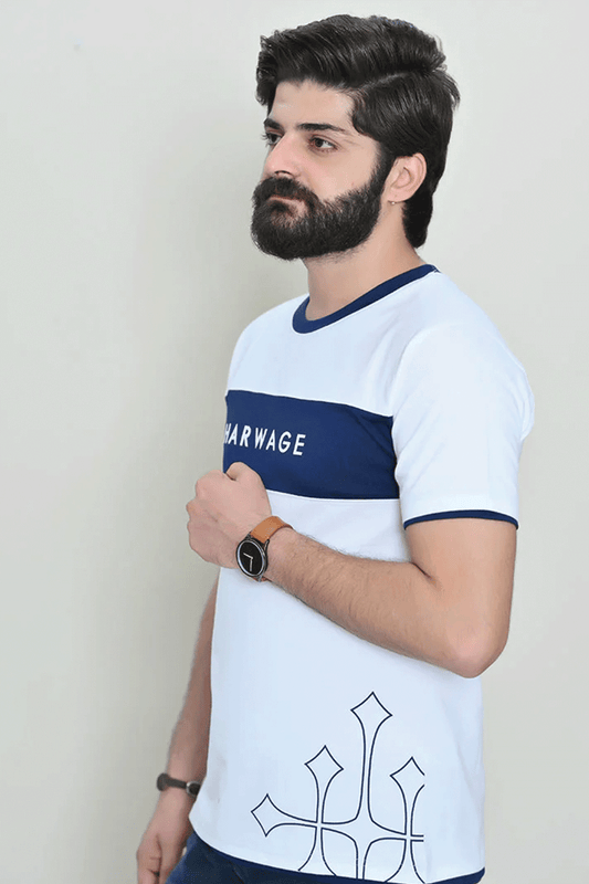 Men Round Neck T Shirt - White