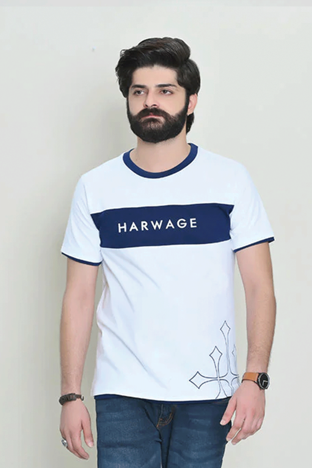 Men Round Neck T Shirt - White