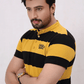 Men Stripe Polo Shirt - Black