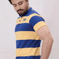 Men Stripe Polo Shirt - Mid Blue