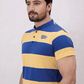 Men Stripe Polo Shirt - Mid Blue