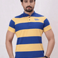 Men Stripe Polo Shirt - Mid Blue