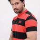 Men Stripe Polo Shirt - Red