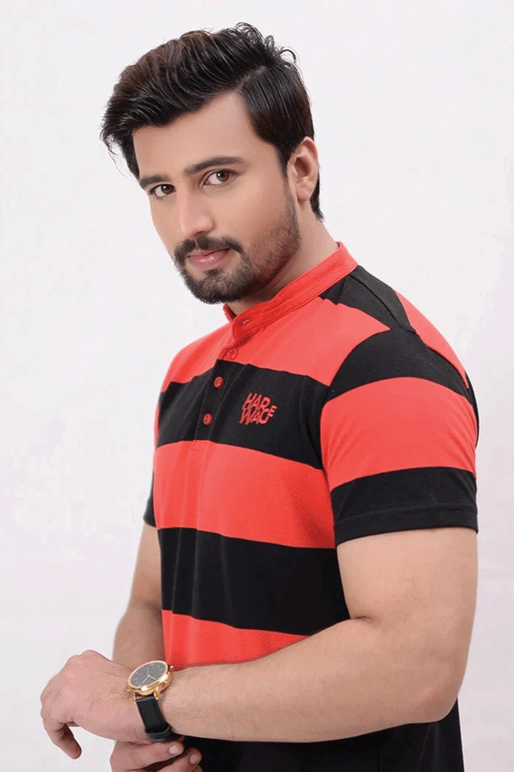 Men Stripe Polo Shirt - Red