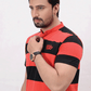 Men Stripe Polo Shirt - Red