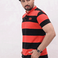 Men Stripe Polo Shirt - Red