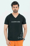Men V Neck T Shirt - Black