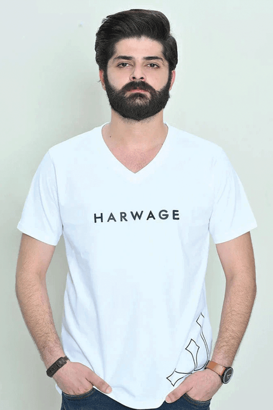 Men V Neck T Shirt – White