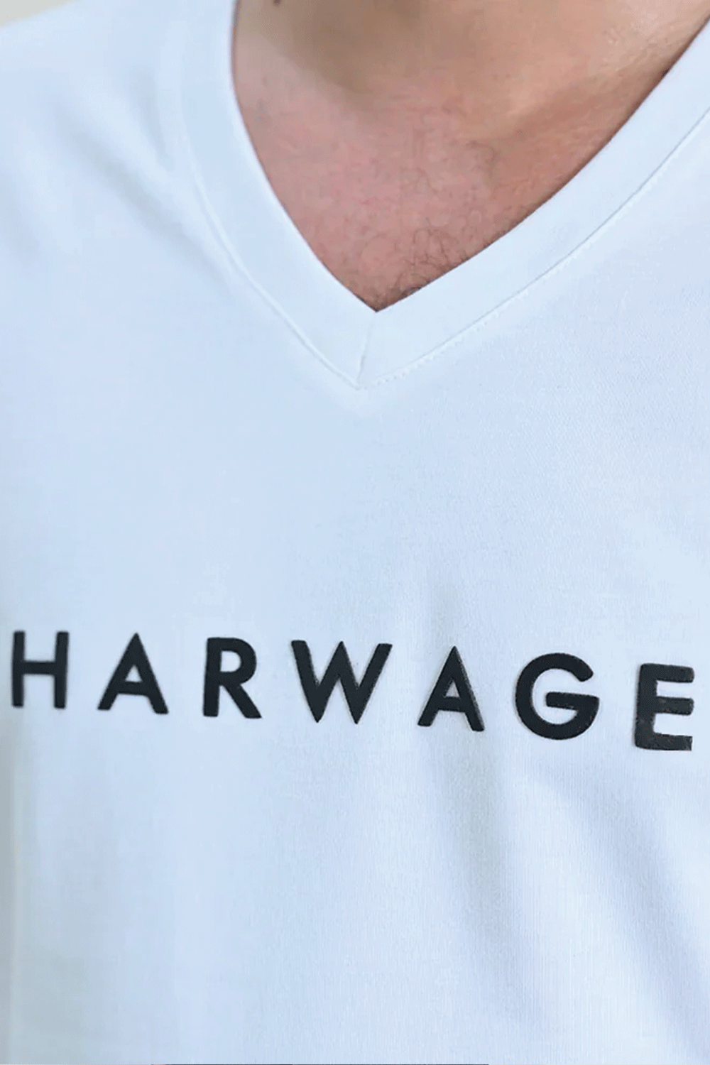 Men V Neck T Shirt – White