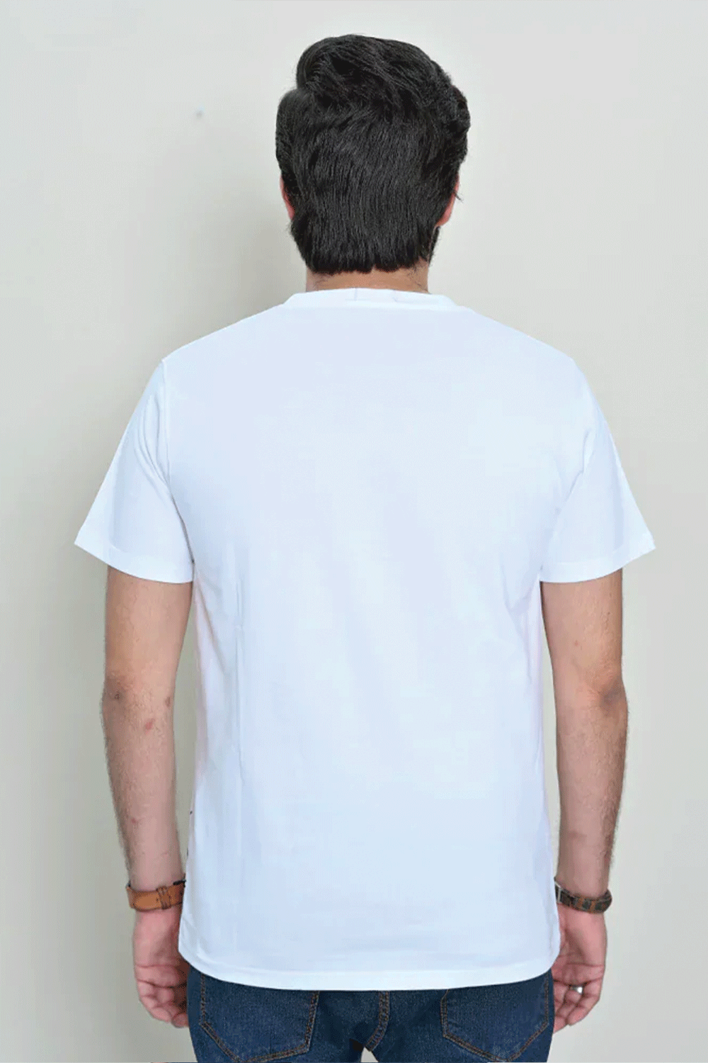Men V Neck T Shirt – White