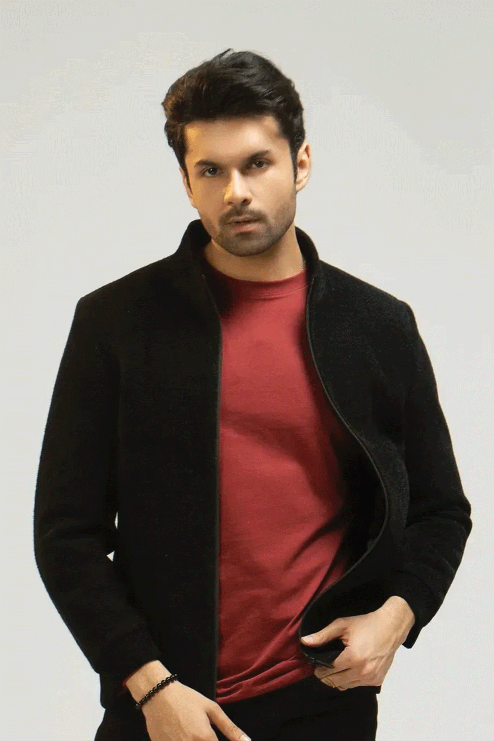 Men Wool Jacket - Black