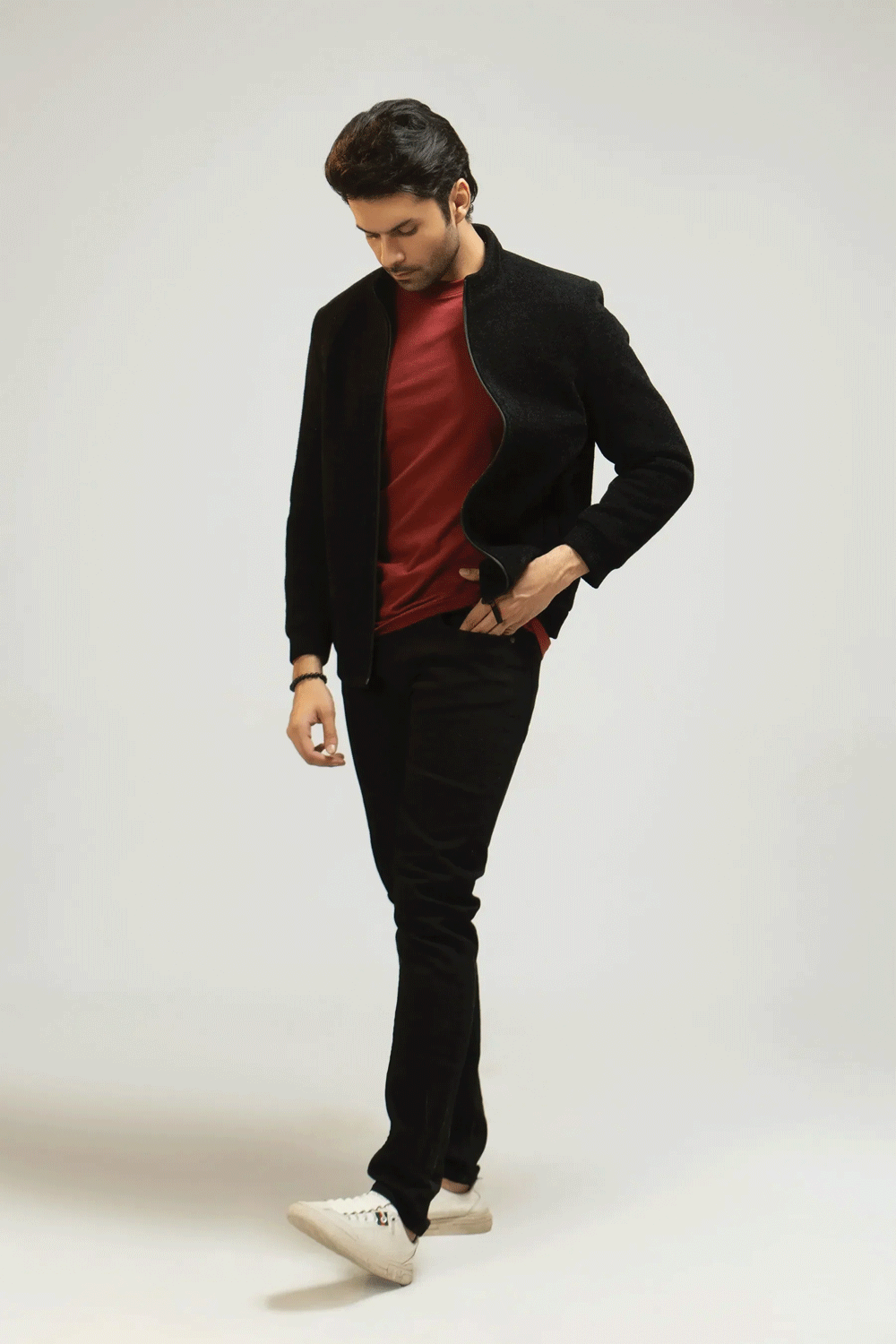 Men Wool Jacket - Black