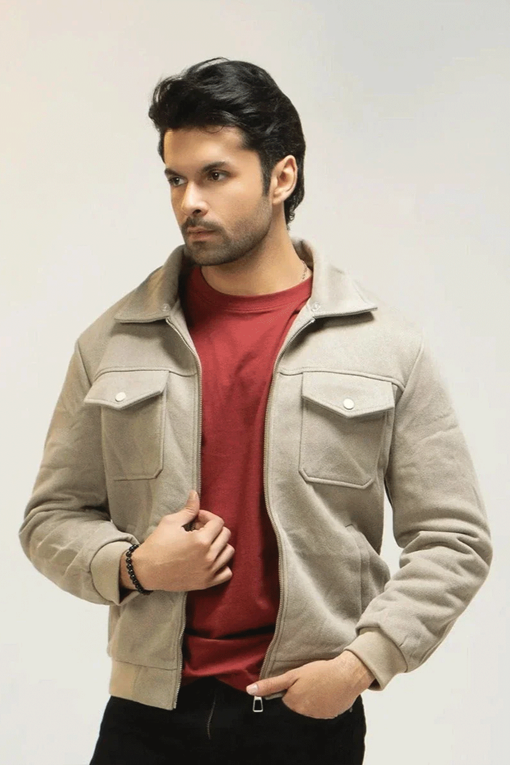 Men Woven Jacket - Beige