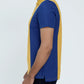 Men Cut line Polo Shirt - Yellow/Blue