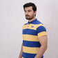 Men Stripe Polo Shirt - Mid Blue