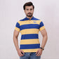 Men Stripe Polo Shirt - Mid Blue