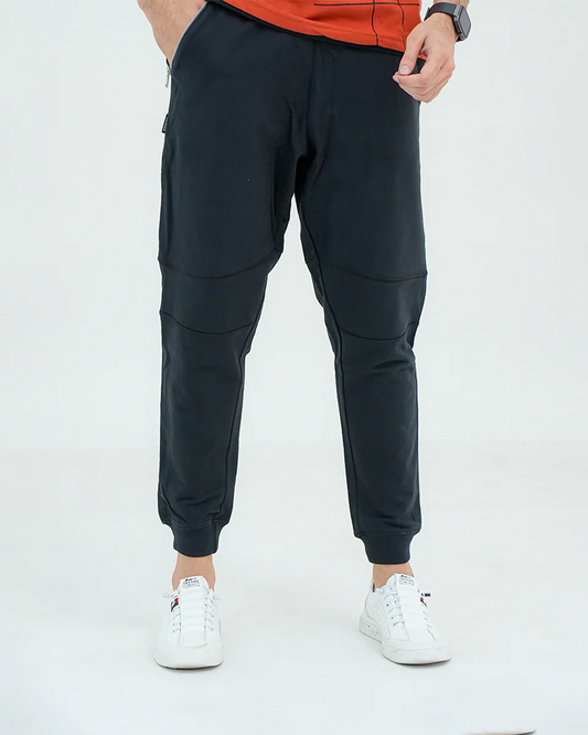 Men Zipper Pocket Trousers - Black