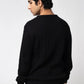 Men black cable knit sweater back view regular fit