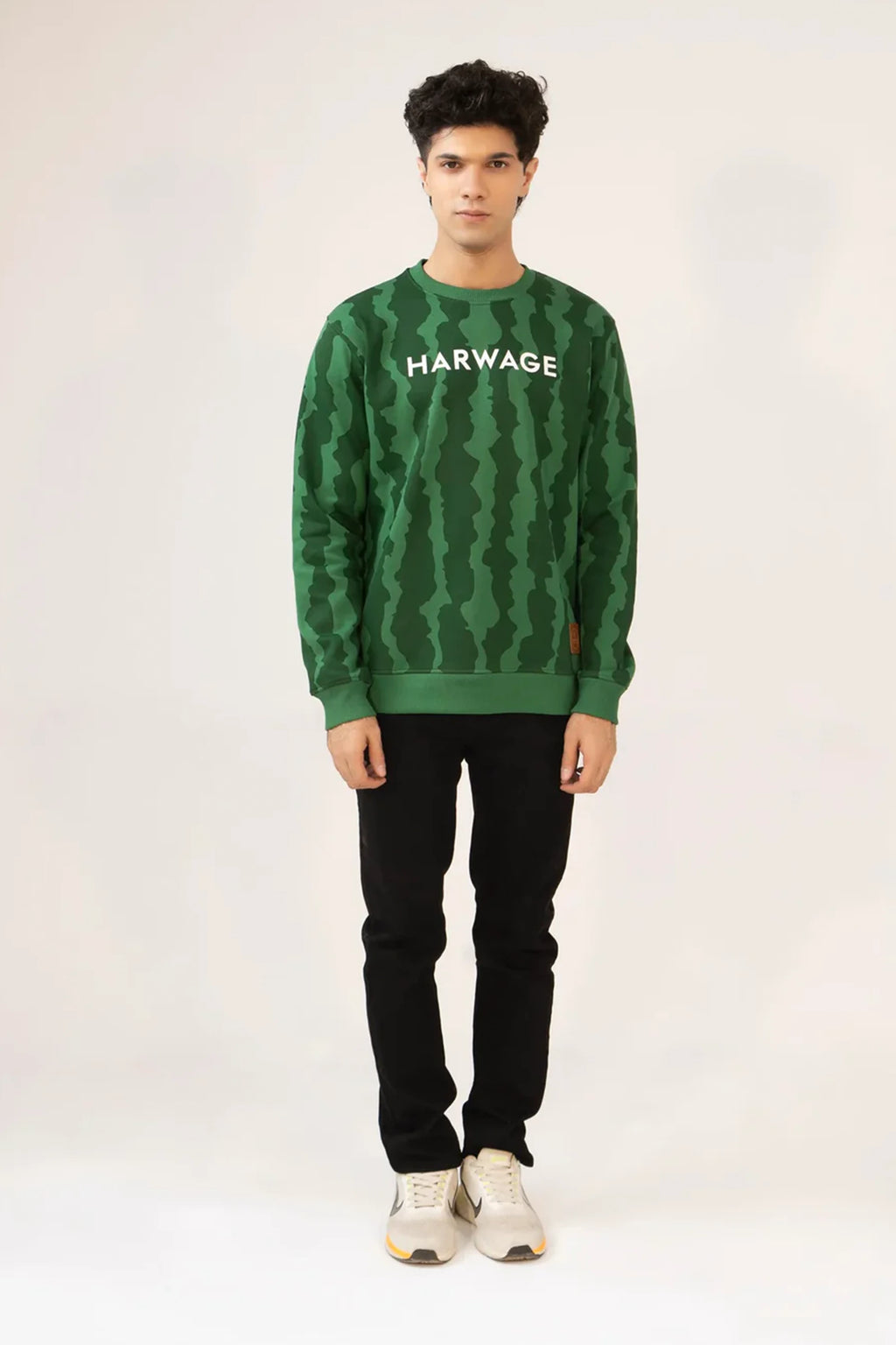 Men green camouflage sweatshirt full view