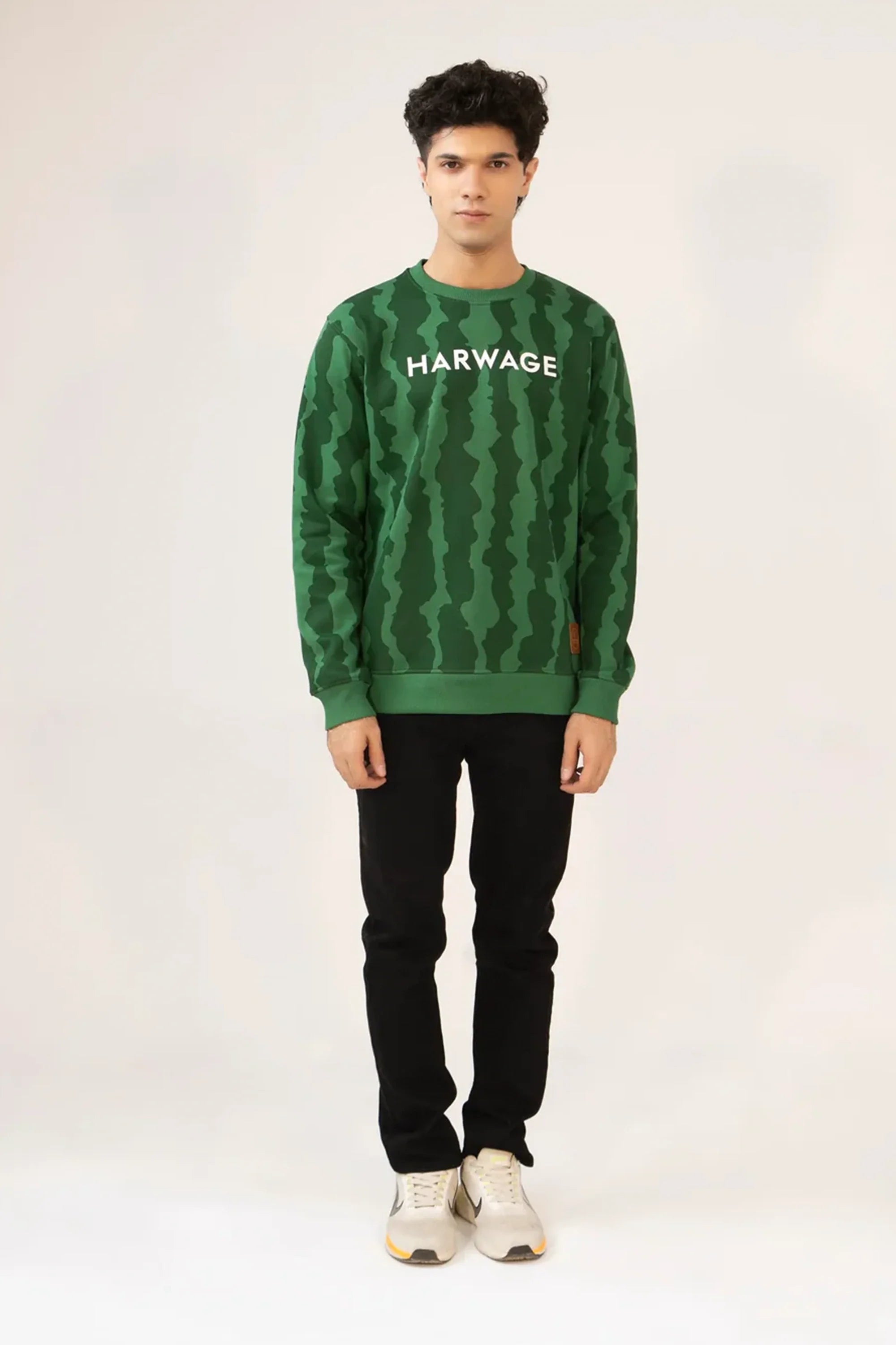 Men green camouflage sweatshirt full view