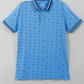 Men's All-Over Printed Jersey Polo Shirt  - Blue